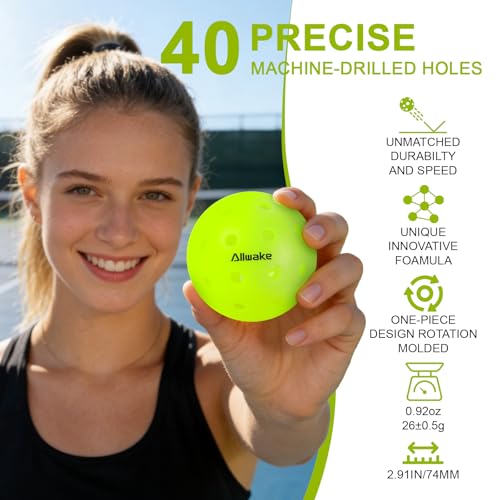 Durable Outdoor Pickleball Balls - USA Approved, 40 Holes