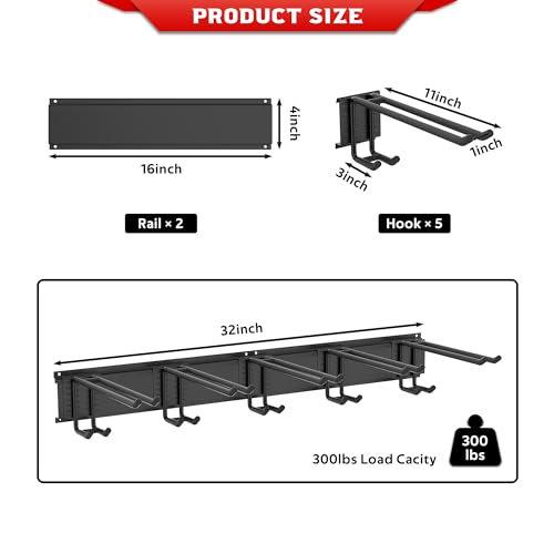 Wall Mounted Ski Rack - 10 Pairs Ski Storage Holder, 300lbs Capacity