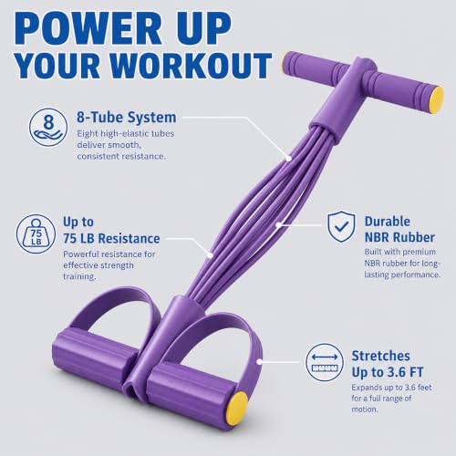 8-Tube Resistance Band with Handles for Home Workouts