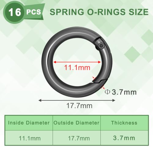 16 Pack Small Spring O Rings - 3/8" Inner Diameter - Black
