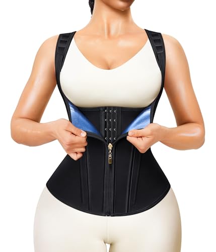 Waist Trainer Sauna Suit Sweat Vest for Women - Black, Medium
