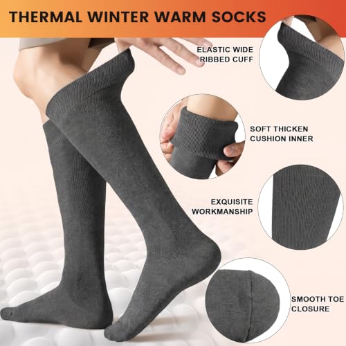 CTHH Warm Knee High Socks Women Thermal Cotton Long Boot Socks, One Size (Black/Brown/Beige)