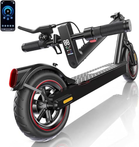 Electric Scooter for Adults - 500W Motor, 21 Miles Range, Black-Red