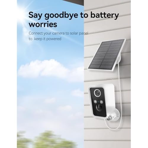 Solar Camera Outdoor Wireless, Battery Security Cameras with Solar Panel for Home Security, Motion Detection, Night Vision, Alexa, 2.4G Wi-Fi Only, Only Event Recording