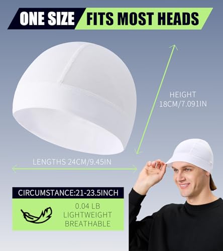 Breathable Cotton Skull Cap Helmet Liner Sleep Hat - Black & White