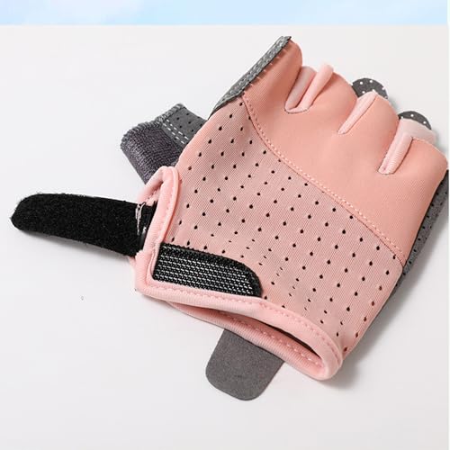 Kids Fingerless Cycling Gloves - Shock-Absorbing - Peach Pink, Ages 3-6