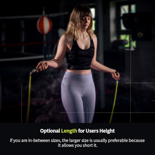 Weighted Jump Rope - 1/4LB Speed Skipping Rope for Fitness - Lemon, L (9'0")