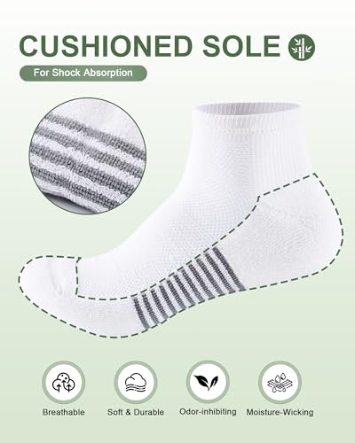 Mens Ankle Socks 8 Pairs Bamboo Running Socks Large Black & White