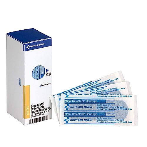 Metal Detectable Adhesive Bandages - 1 x 3 Inch - 25 Count Blue Refill