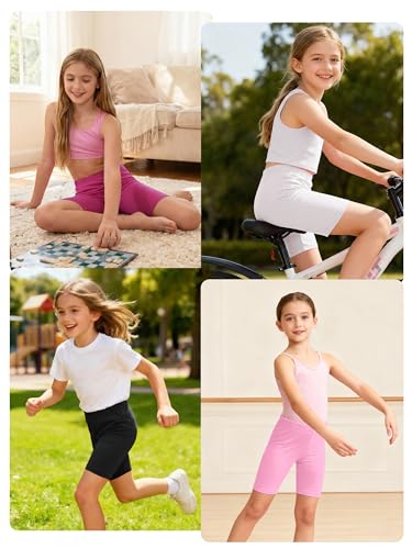 Girls Bike Shorts - Soft Cotton Cartwheel Shorts for Dance - 6 Pack, 11-12Y