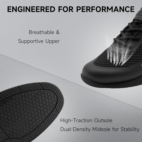 Professional Weightlifting Shoes for Men - 12.5 Women/11 Men - Obsidian Black