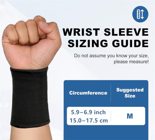 Elastic Wrist Compression Sleeve for Carpal Tunnel & Sports Support - Black