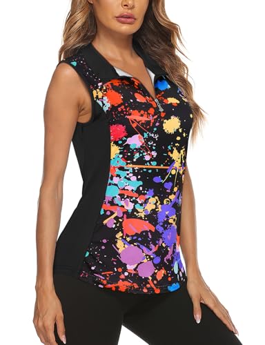 Women's Sleeveless Golf Polo - 1/4 Zip Tennis Tank Top S-2XL