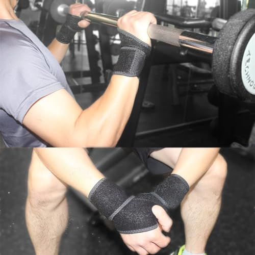 Adjustable Wrist Brace Compression Wraps for Carpal Tunnel - 2 Pack, Black