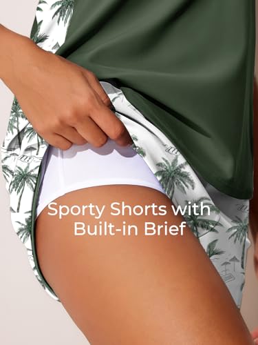 Women's Tankini Swimsuit with Tummy Control and Swim Shorts