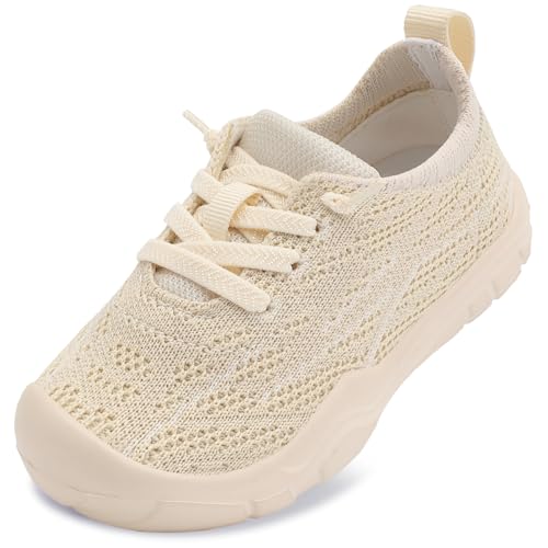 Toddler Sneakers - Breathable Slip-On Barefoot Shoes - Beige