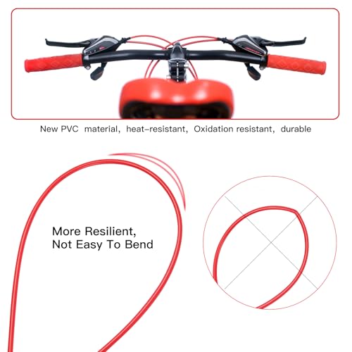 Professional Bicycle Brake Cable Housing - 3 Meters with 12 End Caps, Red