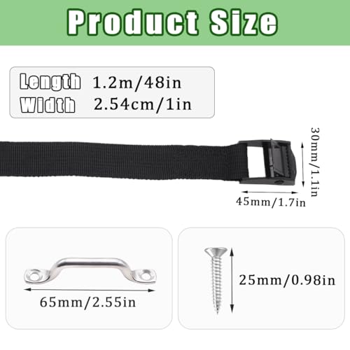 2 Sets 1" x 4ft Battery Tie Down Strap Kit with Stainless Steel Buckle