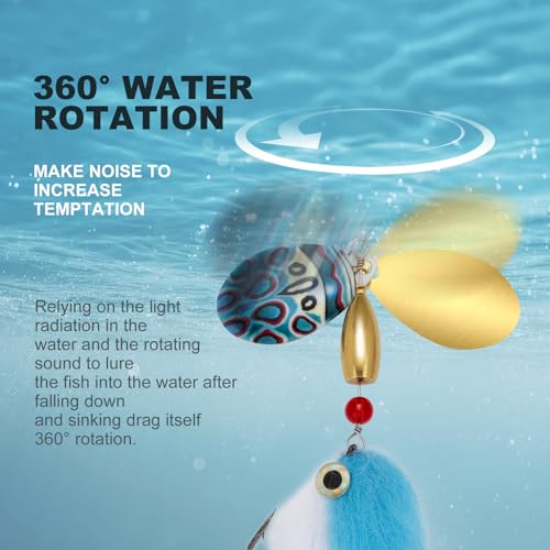 Pike Musky Walleye Fishing Lure Spinnerbait with Feathered Hooks - Style B Red