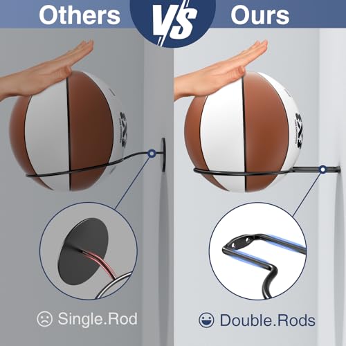 Wall Mount Sports Ball Holder Rack for Basketball & Soccer