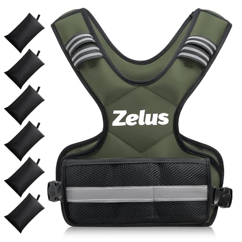 ZELUS Adjustable Green Weighted Vest for Men Women 4-10 lb Workout Gear
