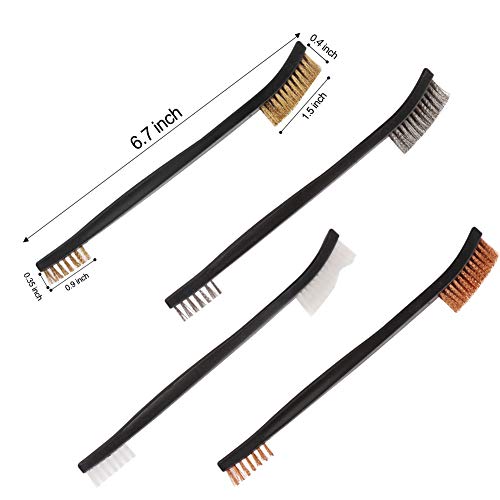 Gun Cleaning Tools Kit - 4 Brushes & 4 Plastic Picks - Black