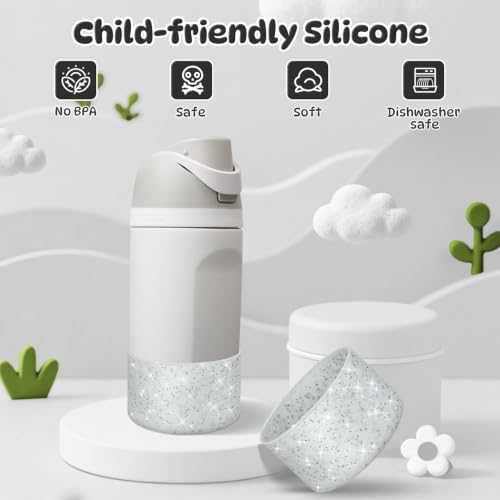 Silicone Boot for Owala Kids Water Bottle - Silver Bling 2-Pack