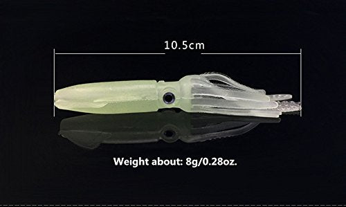 Luminous Octopus Trolling Fishing Lures - 4.13 Inch, Glow in the Dark, 5pcs