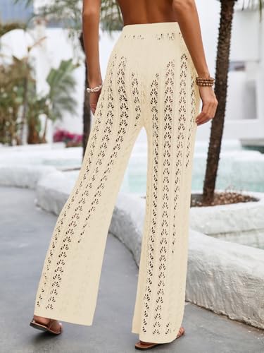 Womens Crochet Swimsuit Coverup Pants - Summer Striped Design