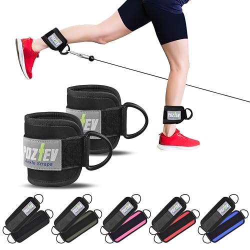 Adjustable Padded Ankle Straps for Cable Machine - Pair - Black