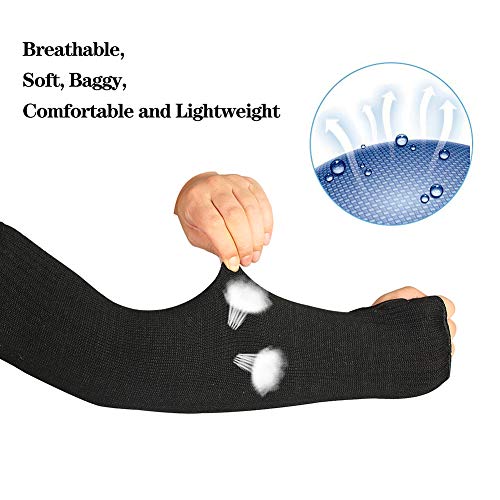 Black Welding Sleeves Kevlar Arm Guards 19 inch Long with Thumb Hole,Safety Arm Sleeve Cut,Heat,Scratch Resistant Sleeves for Mechanic Welding Repairs Work 2 Paris