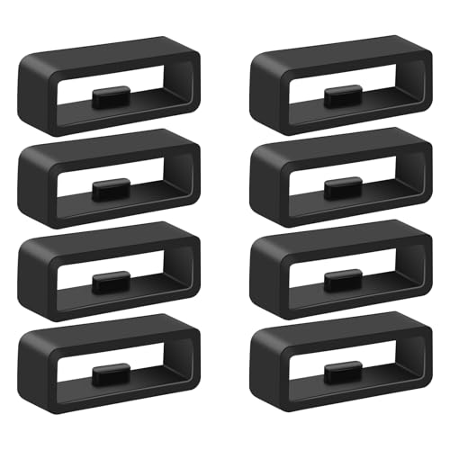 Silicone Watch Band Keeper Loop for Smartwatches - 8-Pack Black