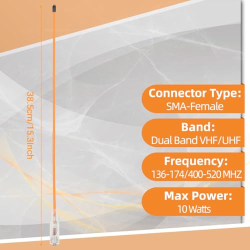 Dual Band VHF/UHF Ham Radio Antenna - SMA Female 15.3-Inch