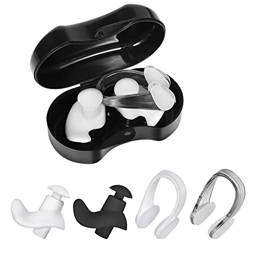Swimming Ear Plug and Nose Clip Set - Reusable, Waterproof, 2 Colors