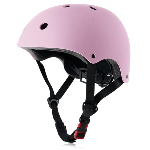 Lightweight Adjustable Skateboard Bike Helmet - Matte Pink, Large (57-61 cm)