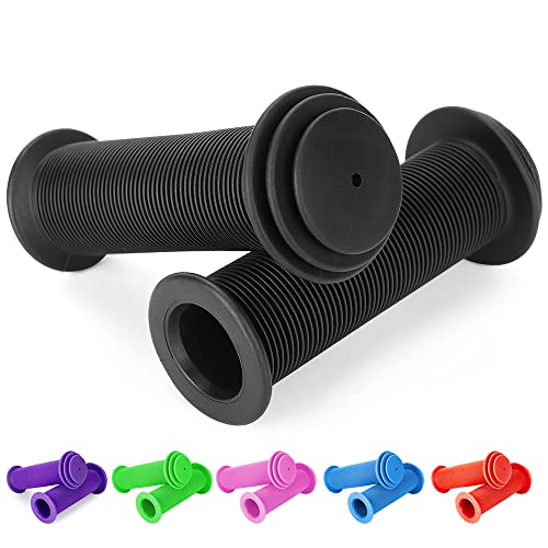 Kids Bike Grips - 105mm Handlebar Grips with Mushroom Pattern - Black