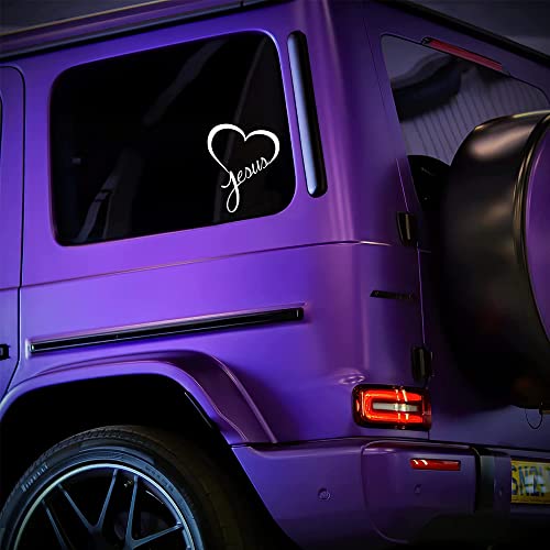 Jesus Heart Vinyl Car Decal Sticker - White for Auto, Truck, Van