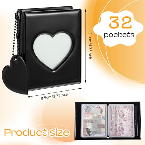 Mini Photo Card Binder - 3 Inch Black Album with 32 Pockets
