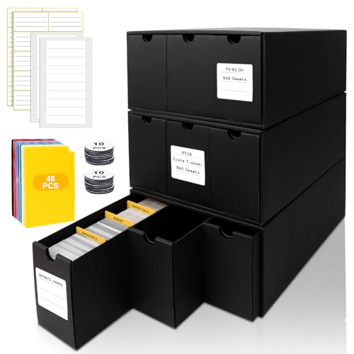 QLOUNI 9-600 CT Card Storage Boxes with 48 Dividers – 9000+ Card Organizer for TCG/MTG/YGO Baseball Cards