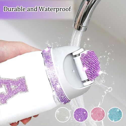 Rhinestone Letter Stickers for Water Bottles - Waterproof Decal Set - Pink L