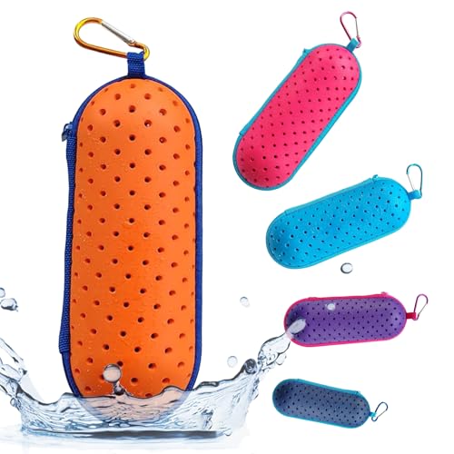 Swim Goggle Case - Shockproof EVA with Drainage Holes - Orange