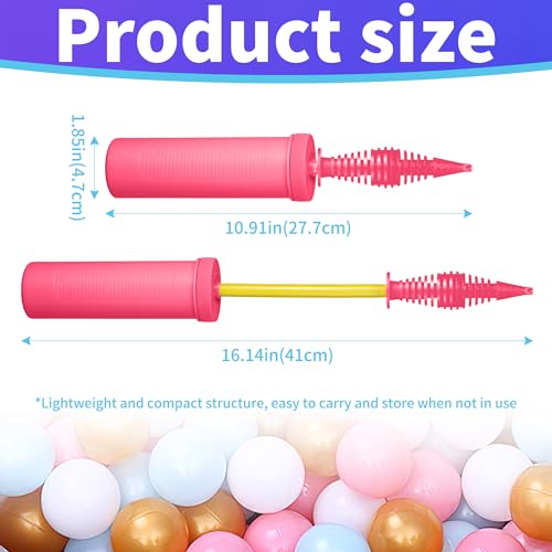 Dual Action Balloon Hand Pump - Pink Inflator for Fast Inflation