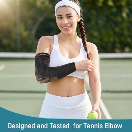 Vlela Copper Infused Elbow Compression Sleeve Large - Fits Forearm Support