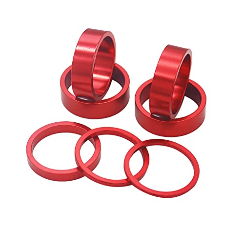 Aluminium Alloy Bike Headset Spacer Set - 7PCS Red 1-1/8"