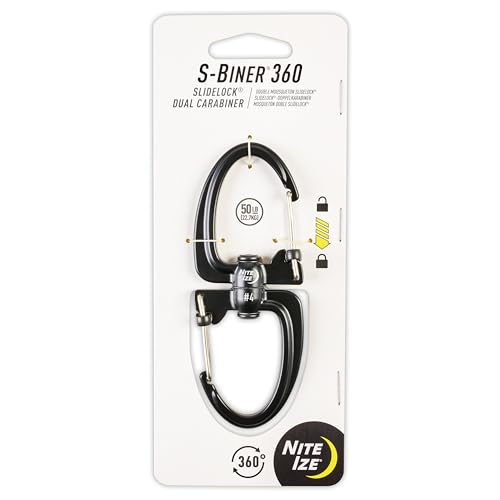 S-Biner 360 SlideLock Dual Carabiner - Swivel Design, Black