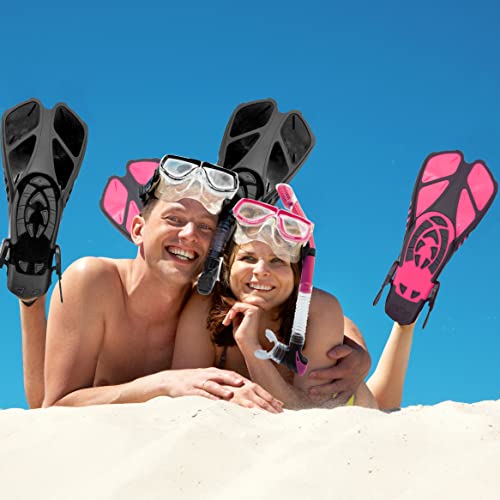 Snorkeling Gear Set for Adults - Anti-Fog Mask, Fins & Bag - Pink, US Men 4-8.5 | US Lady 6-9.5