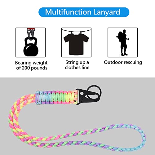 Heavy Duty Paracord Lanyard Keychain - Bright Rainbow