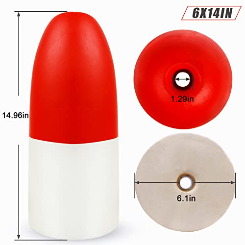 SILANON 2pcs 6x14 Inch Crab Trap Floats Buoys | Red & White Fishing Marker Buoys