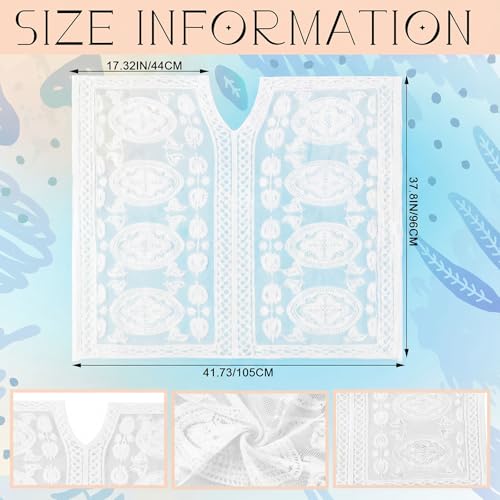 Patelai 2 Pcs Lace Beach Cover-Up for Women V-Neck White (Variation: White / 1)