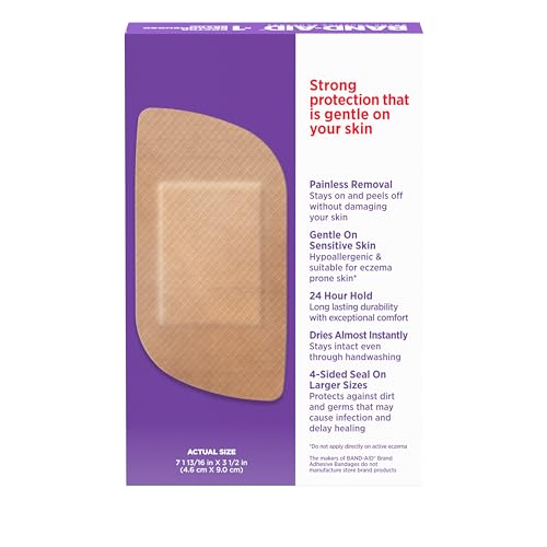 Extra Large Adhesive Bandages for Sensitive & Eczema-Prone Skin - 7 Count